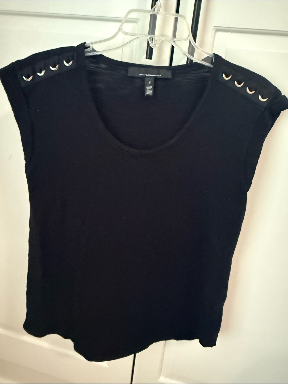 White House Black Market Black Eyelet Shoulder Tank